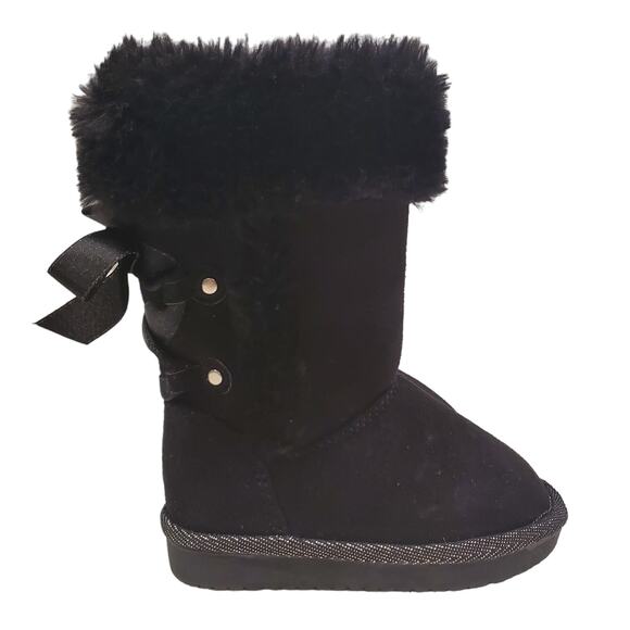 Jumping Beans Girls Black Slip on Boots with Bow Size 5 Toddler Winter Boots - Picture 14 of 14
